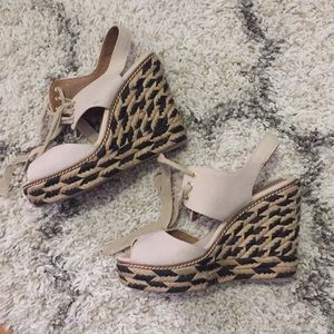 Tory Burch beige espadrille wedges